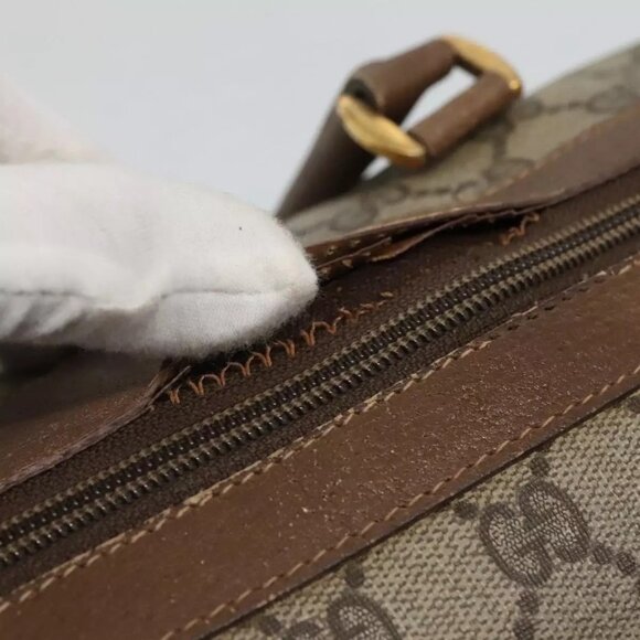 GUCCI GG Supreme Web Sherry Line Boston Bag PVC Beige Green Red Auth - Picture 6 of 16